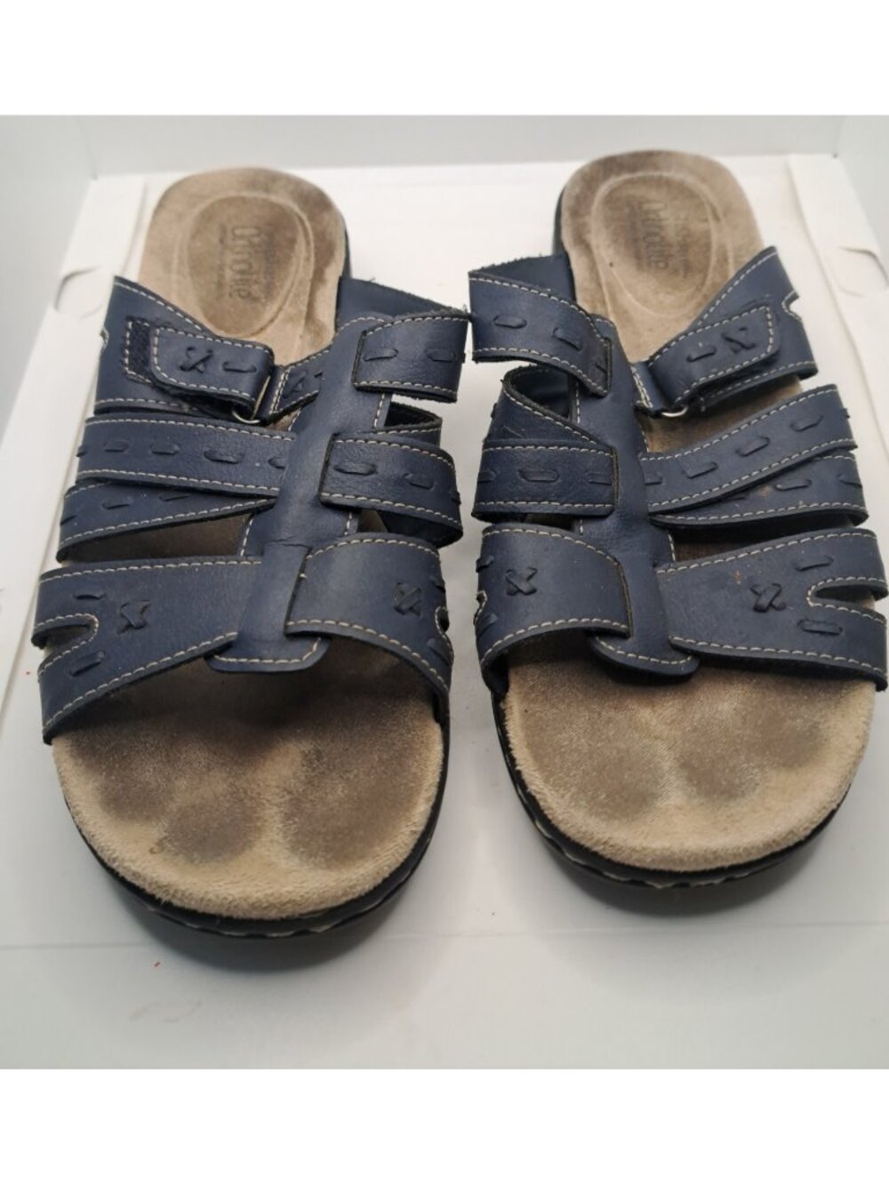 Croft & Barrow Women's Faux Leather Navy Blue Sandals Shoes  Women's 7.5 M